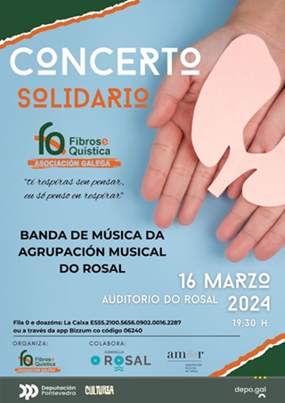 A banda da Agrupacioìn Musical do Rosal achega o seu gran de area a favor da Asociacioìn de Fibrose Quiìstica de Galicia